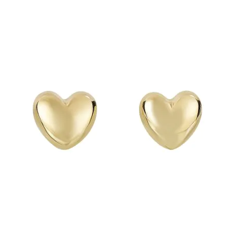 14K YG PUFF HEART STUD