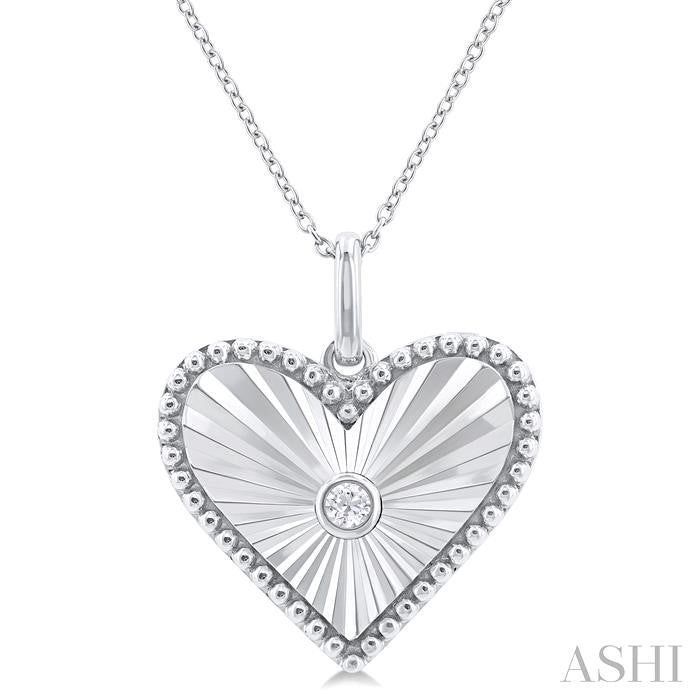 STERLING SILVER DIA CUT HEART NECKLACE .04CT