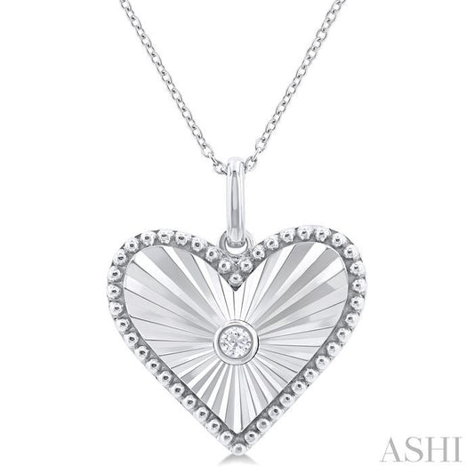 STERLING SILVER DIA CUT HEART NECKLACE .04CT