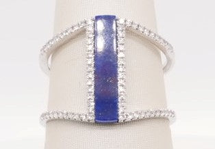 LADIES 14KWG RING D=0.22CTW 1 LAPIS 0.73CTW