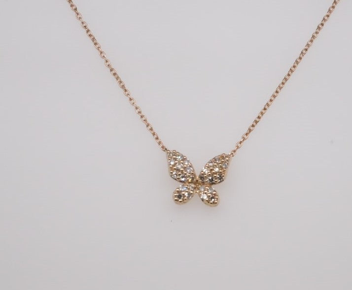 14K YG DIAMOND BUTTERFLY PETITE PENDANT 0.15CTW