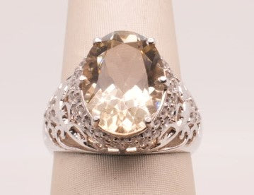 LADIES 18KW GREEN QUARTZ 4.95CTW DIA-0.85CTW