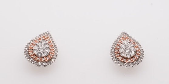 14KW/R .75CTW TEARDROP PAVE DIAMOND EARRING