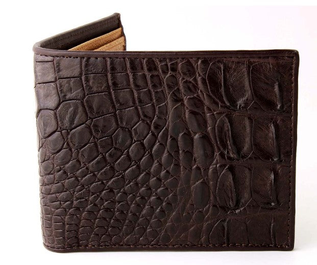 SLIM FOLD WALLET - CROCODILE/OSTRICH LEG BROWN/TAN