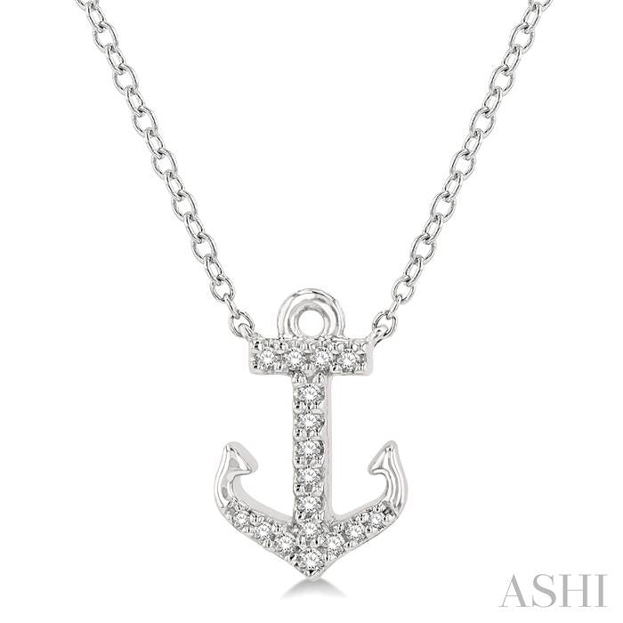14K WG DIAMOND ANCHOR PETITE PENDANT 0.10CTW
