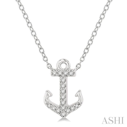 14K WG DIAMOND ANCHOR PETITE PENDANT 0.10CTW