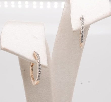 14K YG 0.10CTW HUGGIE HOOPS EARRINGS