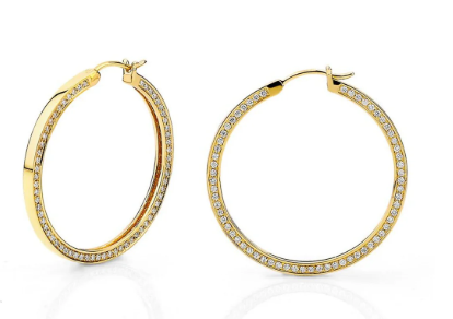 MICHAEL M 14K YG 3 SIDED DIAMOND HOOPS 1.26CTW