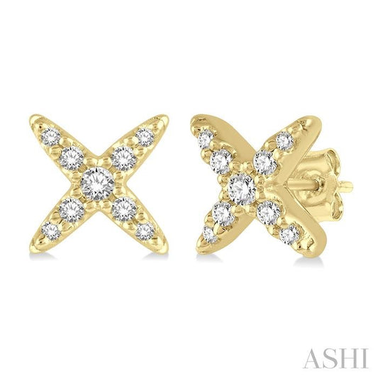 14K YG PETITE X EARRINGS 0.10CTW
