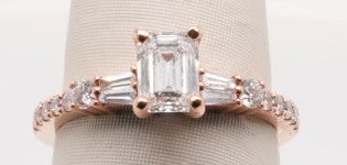 14K RG ENG RING EMERALD CENTER GIA SI1/D 0.80CTW SETTING 0.40CTW  GIA