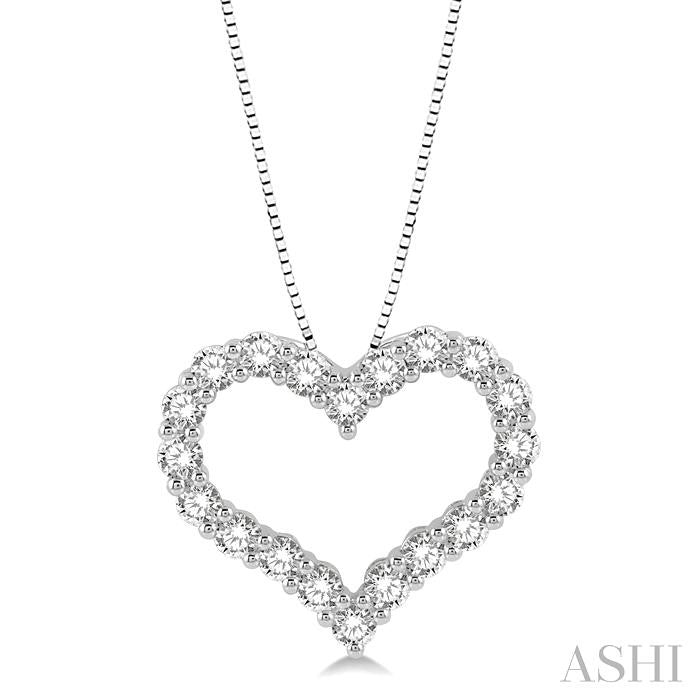 14K WG DIAMOND HEART PENDANT 1.00CTW
