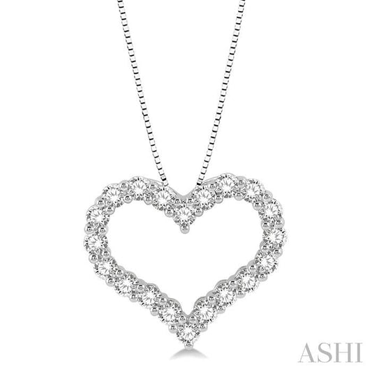 14K WG DIAMOND HEART PENDANT 1.00CTW