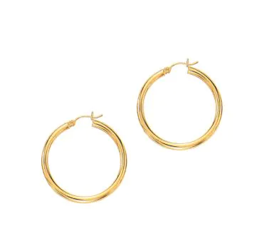 14K YG 30MM SHINY TUBE HOOPS