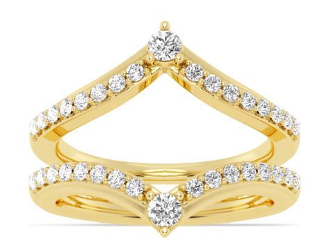 14K YG GRADUATED V SHAPE INSERT BAND 1/2CTW