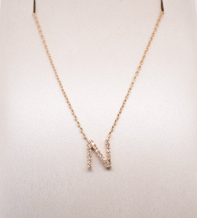 14K YG DIAMOND INITIAL N 0.07CTW