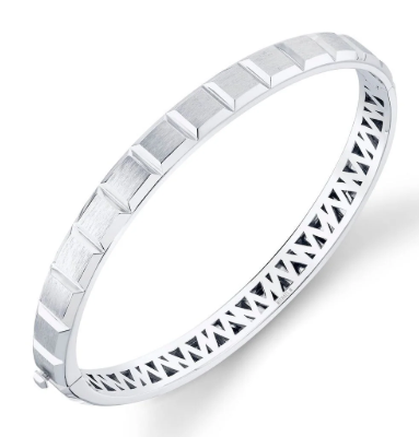 MICHAEL M STERLING SILVER BRUSHED BLOCK BRACELET