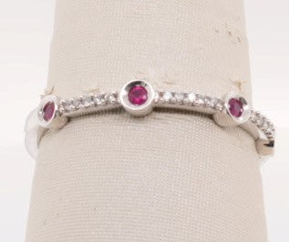 LADIES 10KW DIAMOND 0.05CTW & RUBY 0.14CTW BAND