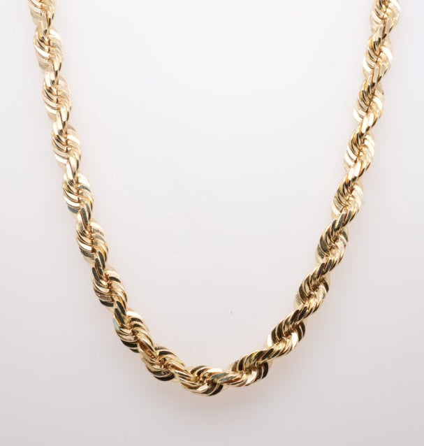 14K YG 5.5MM SOLID ROPE CHAIN DC 24"