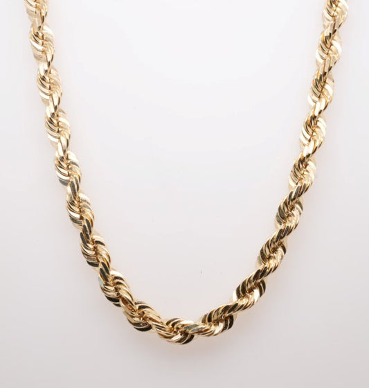 14K YG 5.5MM SOLID ROPE CHAIN DC 24"