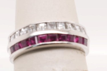 PLATINUM RUBY 0.60CTW DIAMOND 0.50CTW RING