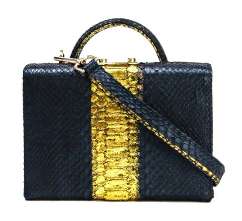 LUNCHBOX TOP HANDLE - PYTHON BLACK/GOLD