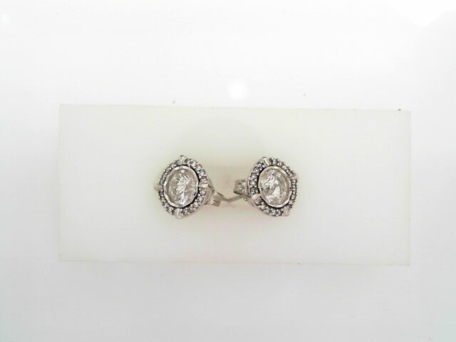 14K WG 1.5 CTW DIAMOND CENTER 5/8*2 CLUSTER EARRING PUSH BACK
