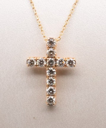 LADIES 14K YG DIAMOND CROSS PENDANT DIA 0.50CTW