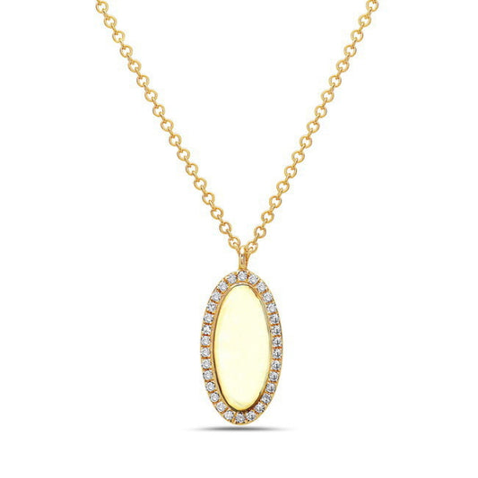14KY DIAMOND OVAL DISC NECKLACE .10CTW