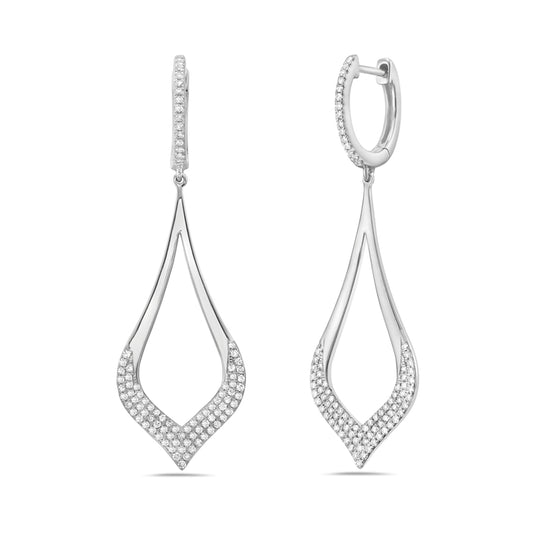 14KW DIAMOND HUGGIE DROP EARRINGS .46CTW
