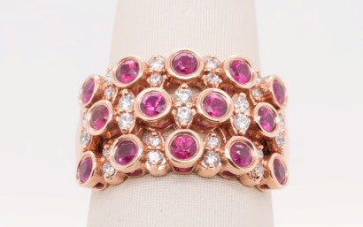 EFFY 14K RG .42 CT DIA 1.14 CT RUBY RING SZ 7