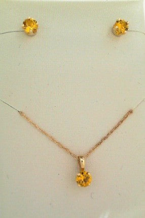CHILDRENS 14KY CITRINE NECKLACE & EARRING SET