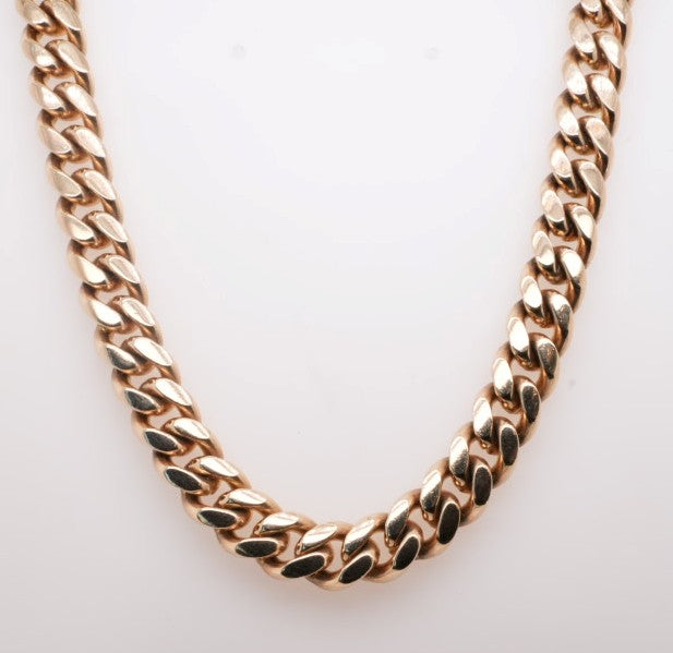 14K YG CUBAN LINK CHAIN 8.5MM 28"