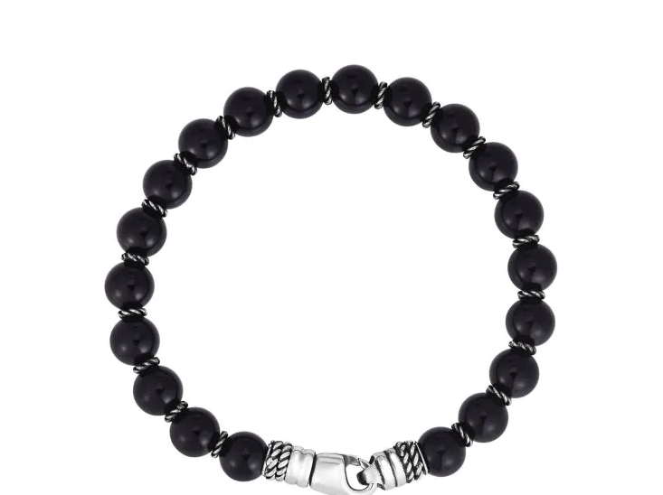 SILVER PHILIP GAVRIEL BLACK ONYX BRACELET 8.25"