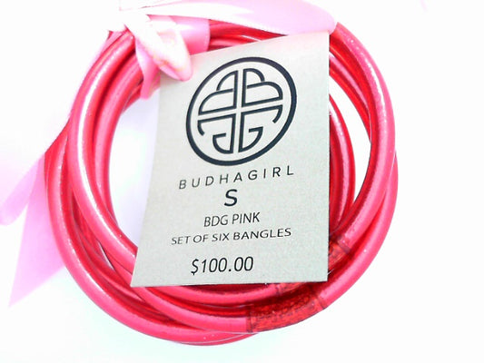 BDG PINK ALL WEATHER BANGLES SM SET OF 6