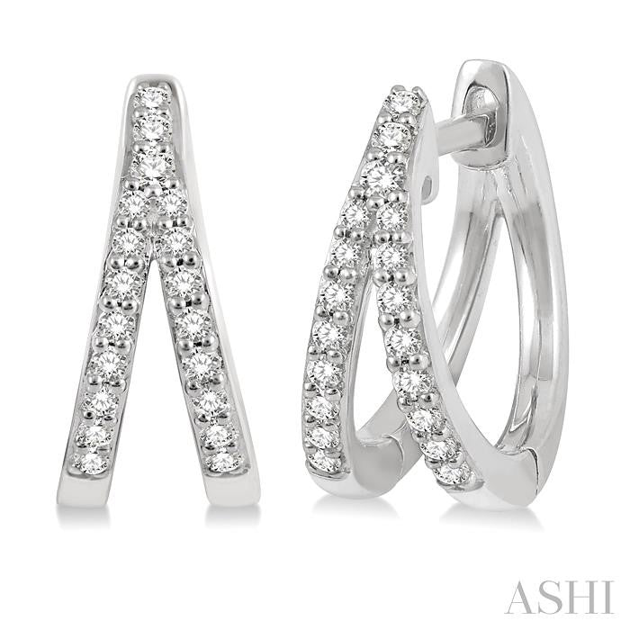14K WG PETITE SPLIT HUGGIE EARRINGS 0.20CTW