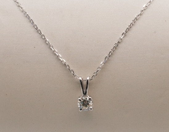 14K WG SOLITAIRE NECKLACE 0.20CTW