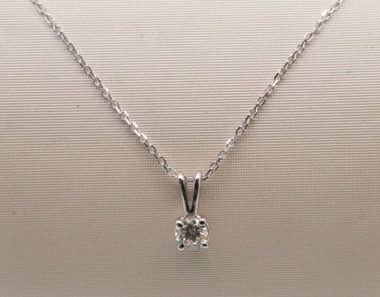 14K WG SOLITAIRE NECKLACE 0.20CTW