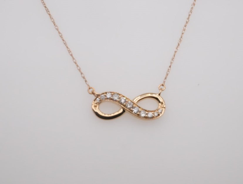 14K YG DIAMOND INFINITY PETITE PENDANT 0.15CTW