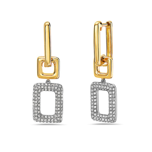 14KTT DIAMOND SQUARE DROP EARRINGS .48CTW