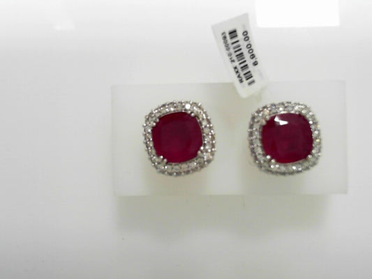 LADIES 14KWG RUBY AND DIAMOND EARRINGS RUBIES APX 12CTW APX 1.25CTW DI