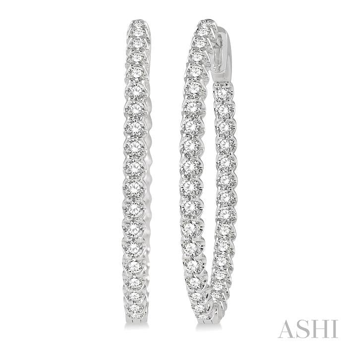 14K WG DIAMOND INSIDE/OUT OVAL HOOPS 2.00CTW