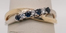 10K TT SAPPHIRE AND DIAMOND BAND