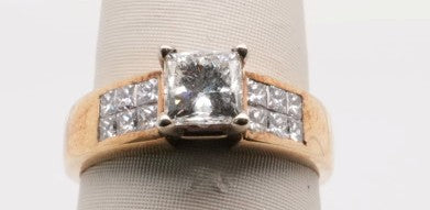 LADIES 14KY ENG RING WITH 1.02CTW PRINCESS CENTER VS1/I AIG CERT101450