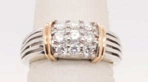 14K TT 9-STONE DIAMOND BAND APPROX .45CTW