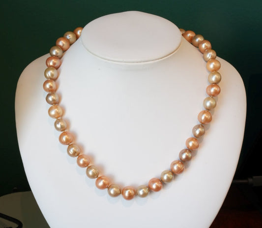 BROWN PEARL NECKLACE 11.5MM 14K YG CLASP 16"