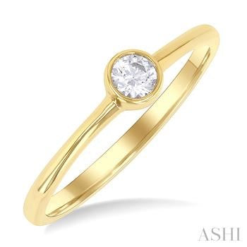 10K YG 0.15CT ROUND BEZEL PETITE RG