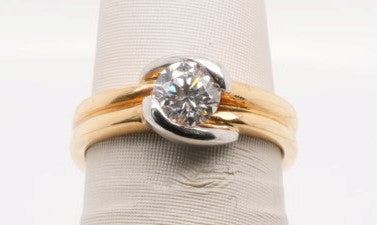 18K YG TT ROUND DIAMOND SOLITAIRE RING 0.50CT VS1/I