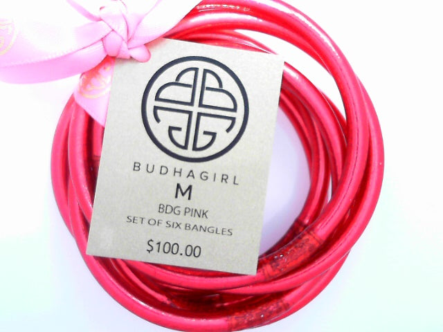BDG PINK ALL WEATHER BANGLES MD SET OF 6
