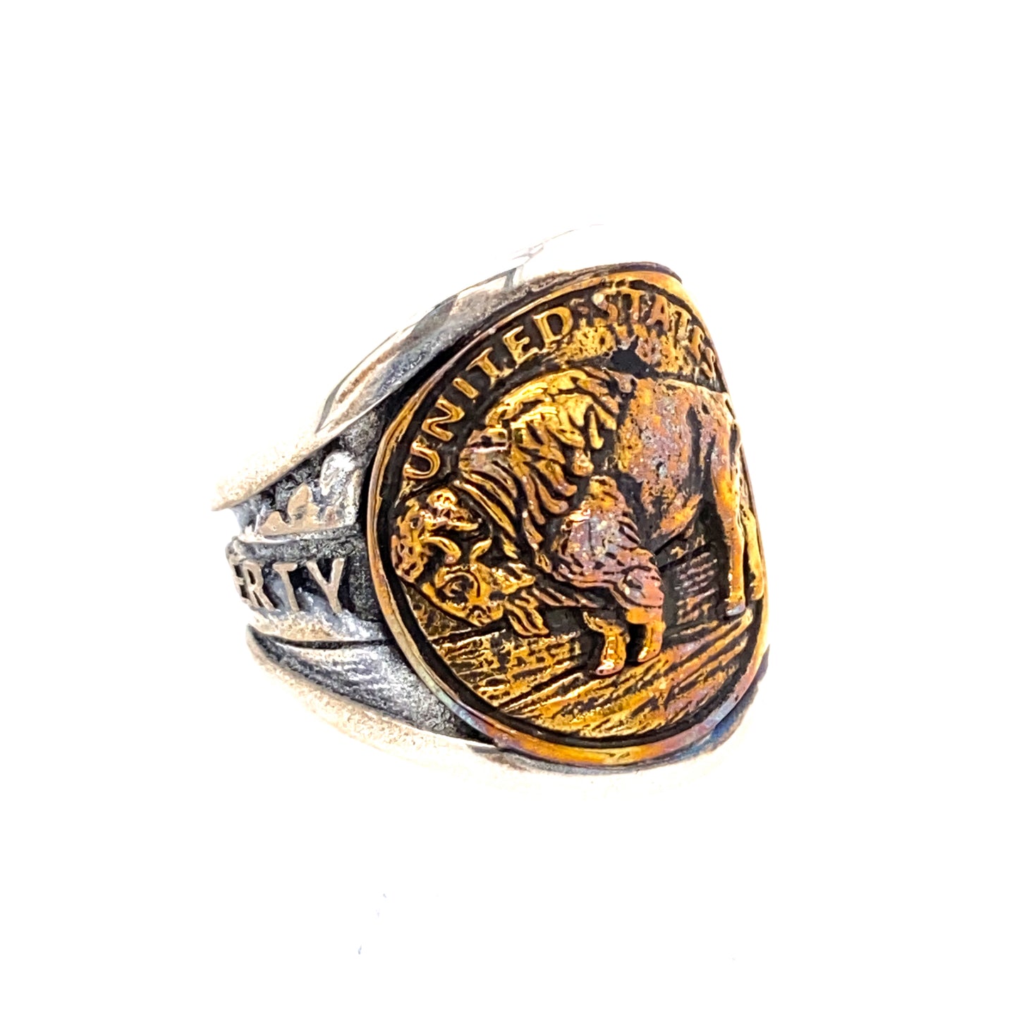 925 KING BABY BUFFALO NICKEL CIGAR BAND RING SIZE 10