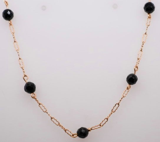 LADIES 14KYG & ONYX ESTATE FASHION NECKLACE